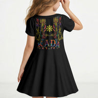 Philippines Kadayawan Festival Kid Short Sleeve Dress Polynesian Tribal Art Barong Style LT03 - Polynesian Pride