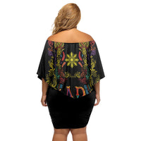 Philippines Kadayawan Festival Off Shoulder Short Dress Polynesian Tribal Art Barong Style