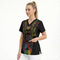 Philippines Kadayawan Festival Scrub Top Polynesian Tribal Art Barong Style