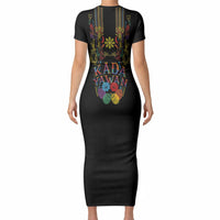 Philippines Kadayawan Festival Short Sleeve Bodycon Dress Polynesian Tribal Art Barong Style LT03 - Polynesian Pride