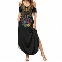 Philippines Kadayawan Festival Summer Maxi Dress Polynesian Tribal Art Barong Style LT03 Women Black - Polynesian Pride