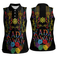 Philippines Kadayawan Festival Women Sleeveless Polo Shirt Polynesian Tribal Art Barong Style