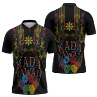 Philippines Kadayawan Festival Zipper Polo Shirt Polynesian Tribal Art Barong Style