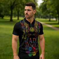 Philippines Kadayawan Festival Zipper Polo Shirt Polynesian Tribal Art Barong Style LT03 - Polynesian Pride