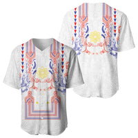 Philippines Barong Style Baseball Jersey Polynesian Kakau Art Tattoos with Tribal Filipino Sun
