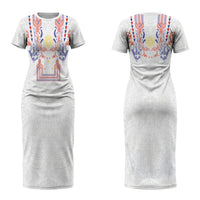 Philippines Barong Style Couples Matching Short Sleeve Bodycon Dress and Hawaiian Shirt Polynesian Kakau Art Tattoos with Tribal Filipino Sun LT03 - Polynesian Pride