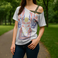 Philippines Barong Style Cross Shoulder Shirt Polynesian Kakau Art Tattoos with Tribal Filipino Sun