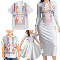 Philippines Barong Style Family Matching Long Sleeve Bodycon Dress and Hawaiian Shirt Polynesian Kakau Art Tattoos with Tribal Filipino Sun LT03 - Polynesian Pride