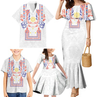 Philippines Barong Style Family Matching Mermaid Dress and Hawaiian Shirt Polynesian Kakau Art Tattoos with Tribal Filipino Sun
