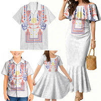 Philippines Barong Style Family Matching Mermaid Dress and Hawaiian Shirt Polynesian Kakau Art Tattoos with Tribal Filipino Sun LT03 - Polynesian Pride