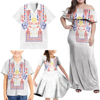 Philippines Barong Style Family Matching Off Shoulder Maxi Dress and Hawaiian Shirt Polynesian Kakau Art Tattoos with Tribal Filipino Sun