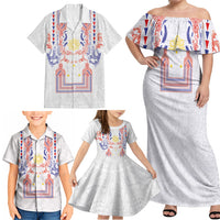 Philippines Barong Style Family Matching Off Shoulder Maxi Dress and Hawaiian Shirt Polynesian Kakau Art Tattoos with Tribal Filipino Sun LT03 - Polynesian Pride