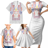Philippines Barong Style Family Matching Short Sleeve Bodycon Dress and Hawaiian Shirt Polynesian Kakau Art Tattoos with Tribal Filipino Sun LT03 - Polynesian Pride