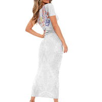 Philippines Barong Style Family Matching Short Sleeve Bodycon Dress and Hawaiian Shirt Polynesian Kakau Art Tattoos with Tribal Filipino Sun