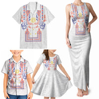 Philippines Barong Style Family Matching Tank Maxi Dress and Hawaiian Shirt Polynesian Kakau Art Tattoos with Tribal Filipino Sun LT03 - Polynesian Pride