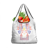 Philippines Barong Style Grocery Bag Polynesian Kakau Art Tattoos with Tribal Filipino Sun