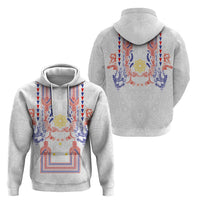 Philippines Barong Style Hoodie Polynesian Kakau Art Tattoos with Tribal Filipino Sun