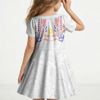 Philippines Barong Style Kid Short Sleeve Dress Polynesian Kakau Art Tattoos with Tribal Filipino Sun LT03 - Polynesian Pride