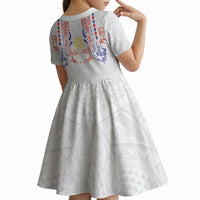 Philippines Barong Style Kid Short Sleeve Dress Polynesian Kakau Art Tattoos with Tribal Filipino Sun LT03 - Polynesian Pride