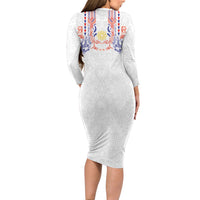 Philippines Barong Style Long Sleeve Bodycon Dress Polynesian Kakau Art Tattoos with Tribal Filipino Sun