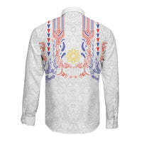 Philippines Barong Style Long Sleeve Button Shirt Polynesian Kakau Art Tattoos with Tribal Filipino Sun LT03 - Polynesian Pride