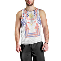 Philippines Barong Style Men Tank Top Polynesian Kakau Art Tattoos with Tribal Filipino Sun