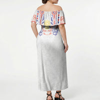 Philippines Barong Style Off Shoulder Maxi Dress Polynesian Kakau Art Tattoos with Tribal Filipino Sun LT03 - Polynesian Pride