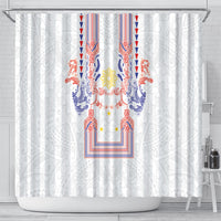 Philippines Barong Style Shower Curtain Polynesian Kakau Art Tattoos with Tribal Filipino Sun