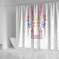 Philippines Barong Style Shower Curtain Polynesian Kakau Art Tattoos with Tribal Filipino Sun