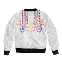 Philippines Barong Style Sleeve Zip Bomber Jacket Polynesian Kakau Art Tattoos with Tribal Filipino Sun