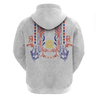 Philippines Barong Style Zip Hoodie Polynesian Kakau Art Tattoos with Tribal Filipino Sun