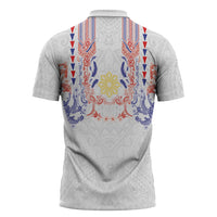 Philippines Barong Style Zipper Polo Shirt Polynesian Kakau Art Tattoos with Tribal Filipino Sun