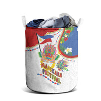 Philippines MassKara Festival Laundry Basket Smile Masks with Hawaiian Art Pattern and Tropical Plants