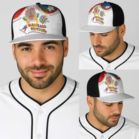 Philippines MassKara Festival Baseball Net Cap Smile Masks with Hawaiian Art Pattern and Tropical Plants