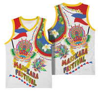 Philippines MassKara Festival Basketball Jersey Smile Masks with Hawaiian Art Pattern and Tropical Plants