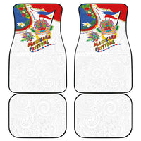 Philippines MassKara Festival Car Mats Smile Masks with Hawaiian Art Pattern and Tropical Plants