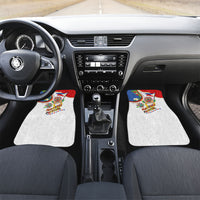 Philippines MassKara Festival Car Mats Smile Masks with Hawaiian Art Pattern and Tropical Plants