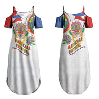 Philippines MassKara Festival Family Matching Summer Maxi Dress and Hawaiian Shirt Smile Masks with Hawaiian Art Pattern and Tropical Plants LT03 Mom's Dress Multicolor - Polynesian Pride