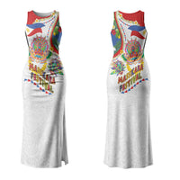 Philippines MassKara Festival Family Matching Tank Maxi Dress and Hawaiian Shirt Smile Masks with Hawaiian Art Pattern and Tropical Plants LT03 Mom's Dress Multicolor - Polynesian Pride