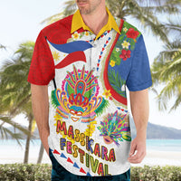 Philippines MassKara Festival Hawaiian Shirt Smile Masks with Hawaiian Art Pattern and Tropical Plants