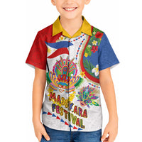Philippines MassKara Festival Hawaiian Shirt Smile Masks with Hawaiian Art Pattern and Tropical Plants LT03 - Polynesian Pride