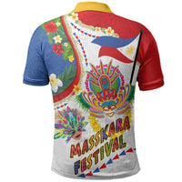 Philippines MassKara Festival Polo Shirt Smile Masks with Hawaiian Art Pattern and Tropical Plants LT03 - Polynesian Pride