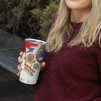 Philippines MassKara Festival Tumbler Cup Smile Masks with Hawaiian Art Pattern and Tropical Plants