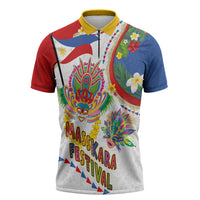 Philippines MassKara Festival Zipper Polo Shirt Smile Masks with Hawaiian Art Pattern and Tropical Plants