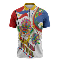 Philippines MassKara Festival Zipper Polo Shirt Smile Masks with Hawaiian Art Pattern and Tropical Plants LT03 Multicolor - Polynesian Pride