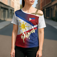 Philippines Basketball Custom Cross Shoulder Shirt Pilipinas Tribal Pattern