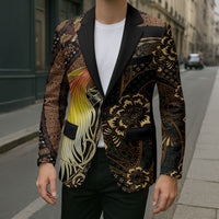 Papua New Guinea and Indonesia Batik Blazer Bird of Paradise with Tribal Batik Patterns