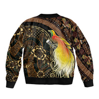 Papua New Guinea and Indonesia Batik Bomber Jacket Bird of Paradise with Tribal Batik Patterns