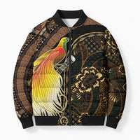 Papua New Guinea and Indonesia Batik Bomber Puffer Jacket Bird of Paradise with Tribal Batik Patterns