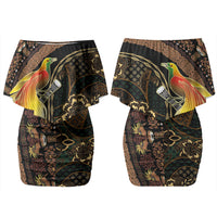 Papua New Guinea and Indonesia Batik Couples Matching Off Shoulder Short Dress and Hawaiian Shirt Bird of Paradise with Tribal Batik Patterns LT03 - Polynesian Pride